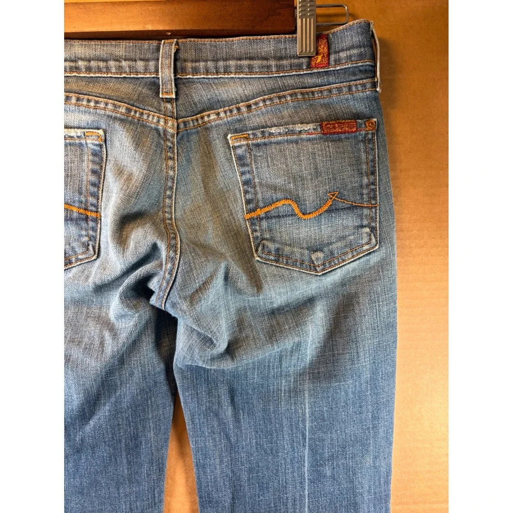 7 For All Mankind Flare Jeans Womens 29 Blue Low Rise Stretch Denim U076055U